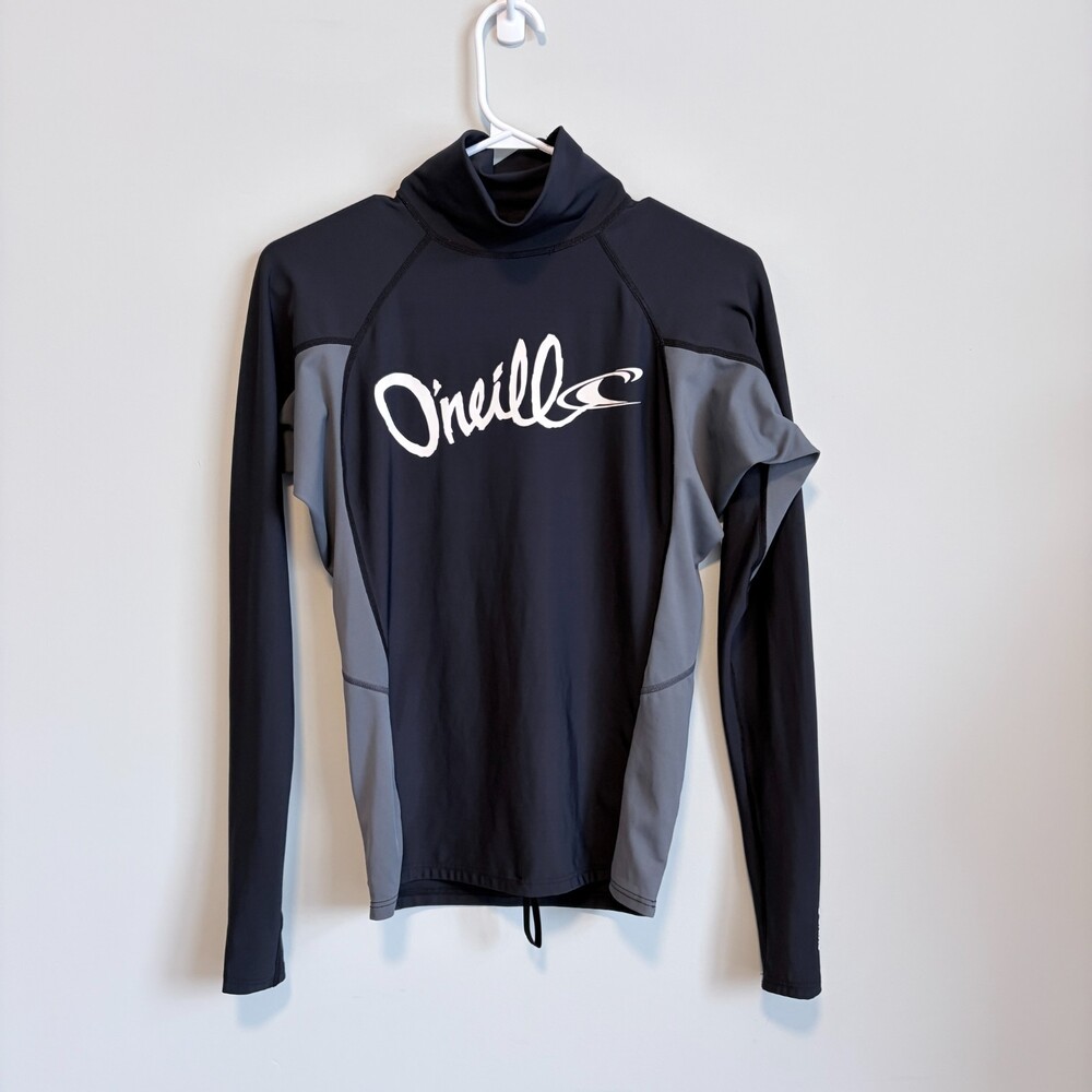 O'NEILL SKINS SPF 50+ Crew Neck Long Sleeve Rush Guard Top Black Women's Small